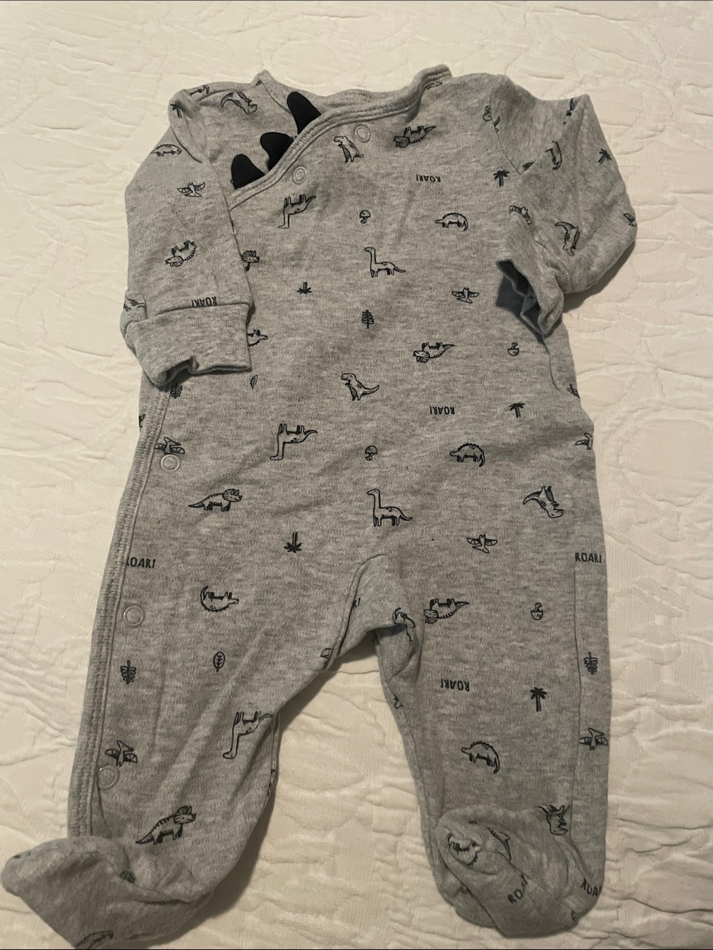Carter's Gray Dinosaur Print Footed One-Piece